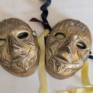 Solid Brass Small Wall Masks - Pair